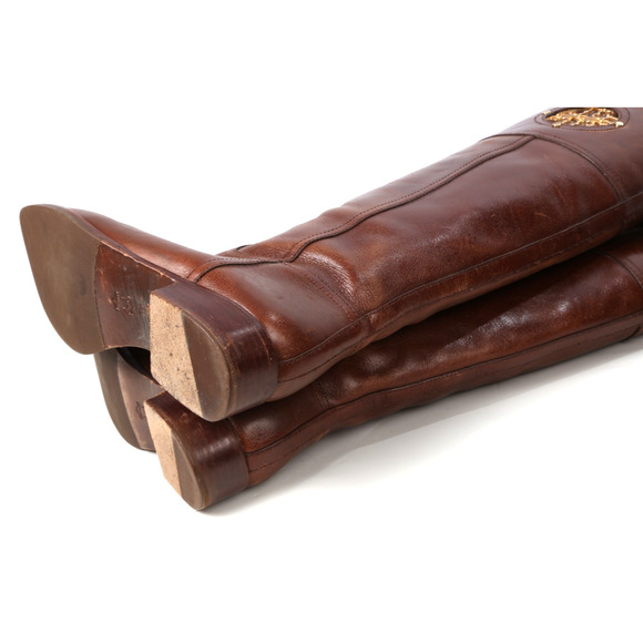 TORY BURCH Kiernan Riding Brown Leather Logo Knee High Boots Size 7M - Picture 13 of 16